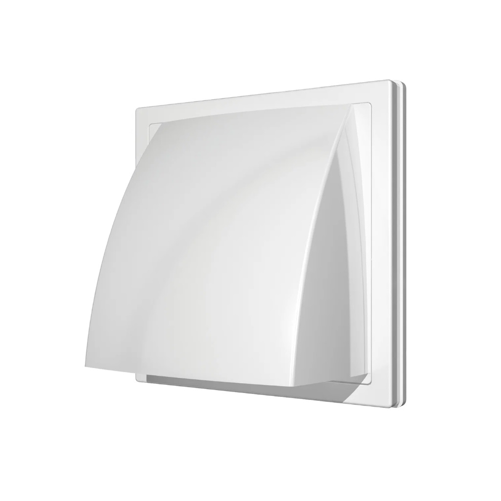 Выход стенной с обратным клапаном Era 1515К10ФВ, диаметр 100 мм, 150х150 мм, белый, пластик