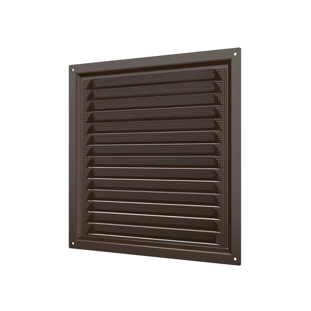 Решетка вентиляционная с сеткой Era 2020МЭ, 200х200 мм, сталь, коричневая