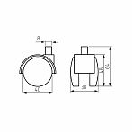Опора колесная, поворотная, с резьбой М8х15 мм, диаметр 40 мм, без тормоза