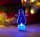 Фигура светодиодная NEON-NIGHT  Снеговик в шляпе, 2D 501-043 RGB, на подставке, высота 10 см 
