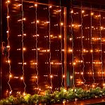 Гирлянда светодиодная Uniel ULD-C3020-160/DTA AMBER , IP20, занавес, Янтарный свет UL-00012095, 3 м