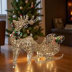 Фигура светодиодная Олень с санями Y4-4118, 100 LED, декоративная, Теплый свет, высота 60 см