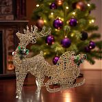 Фигура светодиодная Олень с санями Y4-4118, 100 LED, декоративная, Теплый свет, высота 60 см