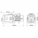 Насос поверхностный Aquario AJC-101B центробежный AQ2622, для чистой воды, 1000 Вт, напор 54 м, 60 л/мин