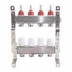 Коллектор регулируемый Gappo G424.4 с расходомерами, 4 выхода, нержавеющая сталь