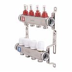 Коллектор регулируемый Gappo G424.4 с расходомерами, 4 выхода, нержавеющая сталь