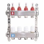 Коллектор регулируемый Gappo G424.4 с расходомерами, 4 выхода, нержавеющая сталь