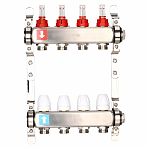 Коллектор регулируемый Gappo G424.4 с расходомерами, 4 выхода, нержавеющая сталь