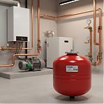 Бак мембранный Vodos Heat VS00207, вертикальный, 35 л, 5 бар, G 3/4", для отопления, красный