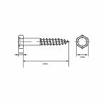 Саморез глухарь 6х50 мм, М6, сантехнический, внешний шестигранник, оцинкованная сталь