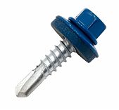 Саморез кровельный, по металлу, со сверлом, синий RAL 5005, 5.5х25 мм