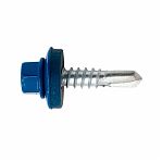 Саморез кровельный, по металлу, со сверлом, синий RAL 5005, 5.5х25 мм