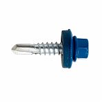 Саморез кровельный, по металлу, со сверлом, синий RAL 5005, 5.5х25 мм