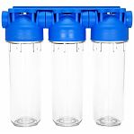 Фильтр трехступенчатый магистральный Аквабрайт стандарт Slim line АБФ-3 1, 1", прозрачный корпус