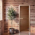 Дверь для бани Doorwood Банька Бронза 1900х700 мм, хвоя, стекло 6 мм, 2 петли