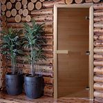 Дверь для бани Doorwood Бронза 1900х700 мм, хвоя, стекло 8 мм, 3 петли