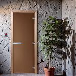 Дверь для бани Doorwood Теплая Ночь Бронза 1900х700 мм, хвоя, матовое стекло 8 мм, 3 петли