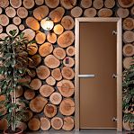 Дверь для бани Doorwood Теплая Ночь Бронза 1900х700 мм, хвоя, матовое стекло 8 мм, 3 петли