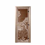 Дверь для бани Doorwood Банька в лесу Бронза 1900х700 мм, ольха, стекло 8 мм, 3 петли