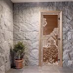 Дверь для бани Doorwood Банька в лесу Бронза 1900х700 мм, ольха, стекло 8 мм, 3 петли