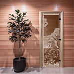 Дверь для бани Doorwood Банька в лесу Бронза 1900х700 мм, ольха, стекло 8 мм, 3 петли