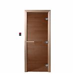 Дверь для бани Doorwood Теплый день Бронза 1900х700 мм, сосна, стекло 8 мм, 3 петли