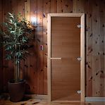 Дверь для бани Doorwood Теплый день Бронза 1900х700 мм, сосна, стекло 8 мм, 3 петли