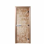 Дверь для бани Doorwood Бамбук и бабочки 1900х700 мм, ольха, стекло 8 мм, 3 петли