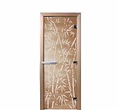 Дверь для бани Doorwood Бамбук и бабочки 1900х700 мм, ольха, стекло 8 мм, 3 петли