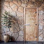 Дверь для бани Doorwood Бамбук и бабочки 1900х700 мм, ольха, стекло 8 мм, 3 петли