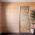 Дверь для бани Doorwood Бамбук и бабочки 1900х700 мм, ольха, стекло 8 мм, 3 петли