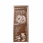 Дверь для бани Doorwood Лебединое озеро 1900х700 мм, ольха, стекло 8 мм, 3 петли