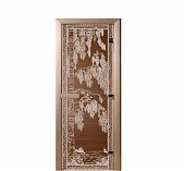 Дверь для бани Doorwood Березка Бронза 1900х700 мм, ольха, стекло 8 мм, 3 петли