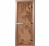 Дверь Doorwood Березка бронза матовая 1900 х 700 мм, стекло 8 мм, 3 петли, лиственная