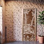 Дверь для бани Doorwood Мишки Бронза 1900х700 мм, ольха, стекло 8 мм, 3 петли