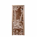Дверь для бани Doorwood Мишки Бронза 1900х700 мм, ольха, стекло 8 мм, 3 петли