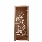 Дверь для бани Doorwood Искушение Бронза 1900х700 мм, хвоя, стекло 6 мм, 2 петли