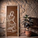 Дверь для бани Doorwood Искушение Бронза 1900х700 мм, хвоя, стекло 6 мм, 2 петли