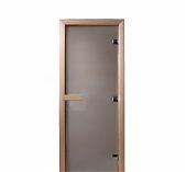 Дверь для бани Doorwood Графит 1900х700 мм, хвоя, матовое стекло 6 мм, 2 петли