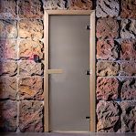 Дверь для бани Doorwood Графит 1900х700 мм, хвоя, матовое стекло 6 мм, 2 петли