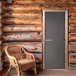 Дверь для бани Doorwood Графит 1900х700 мм, ольха, матовое стекло 8 мм, 3 петли