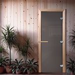 Дверь для бани Doorwood Сумерки Графит 1900х700 мм, хвоя, матовое стекло 8 мм, 3 петли