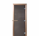 Дверь для бани Doorwood Сумерки Графит 1900х700 мм, хвоя, матовое стекло 8 мм, 3 петли
