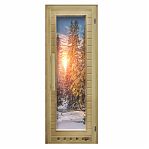 Дверь Doorwood с фотопечатью Элит люкс зима, 720х1850 мм, стекло, 2 петли, липа