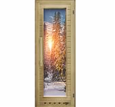 Дверь Doorwood с фотопечатью Элит люкс зима, 720х1850 мм, стекло, 2 петли, липа