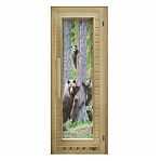 Дверь Doorwood с фотопечатью Элит люкс мишки, 720х1850 мм, стекло, 2 петли, липа