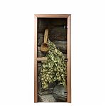 Дверь для бани Doorwood с фотопечатью А03, 1900х700 мм, ольха, стекло 8 мм, 3 петли