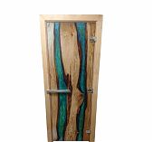 Дверь для бани Doorwood с фотопечатью СЛЭБ-11, 1900х700 мм, ольха, стекло 8 мм, 3 петли