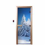 Дверь для бани Doorwood с фотопечатью А079 1900х700 мм, ольха, стекло 8 мм, 3 петли