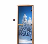 Дверь для бани Doorwood с фотопечатью А079 1900х700 мм, ольха, стекло 8 мм, 3 петли